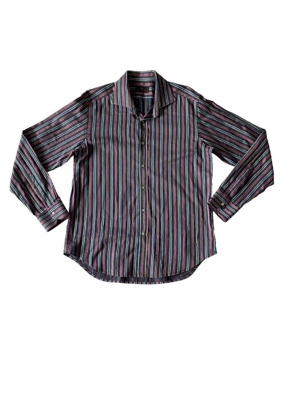 Etro Milano Men's Dress Shirt Sz 42 Striped Multicolor Button Up Made in Italy - Picture 2 of 10